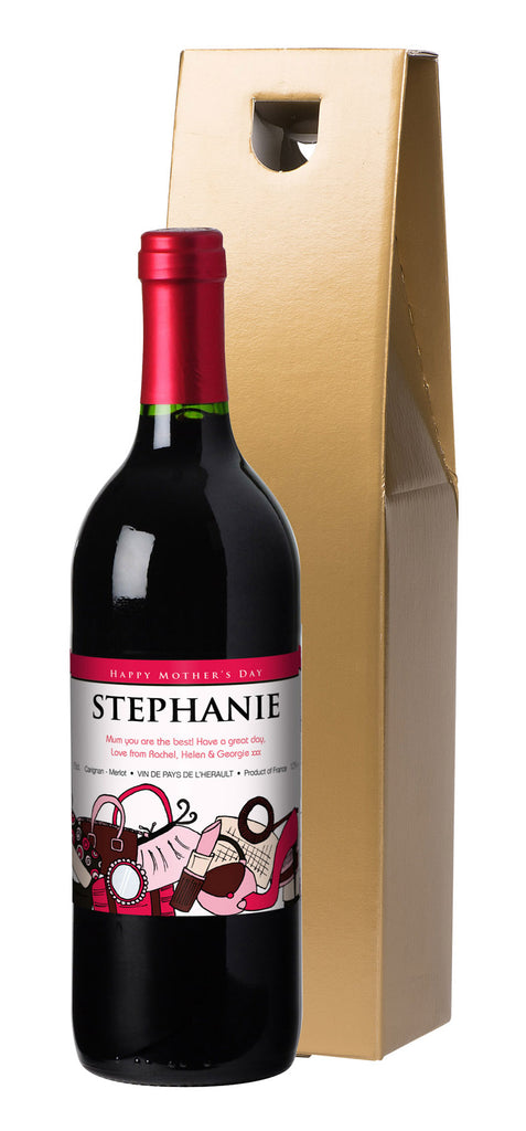French VdP Mother's Day Accessories Red Wine in a Gold Box