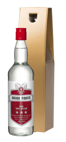 Red Shield Vodka in a Gold Gift Box