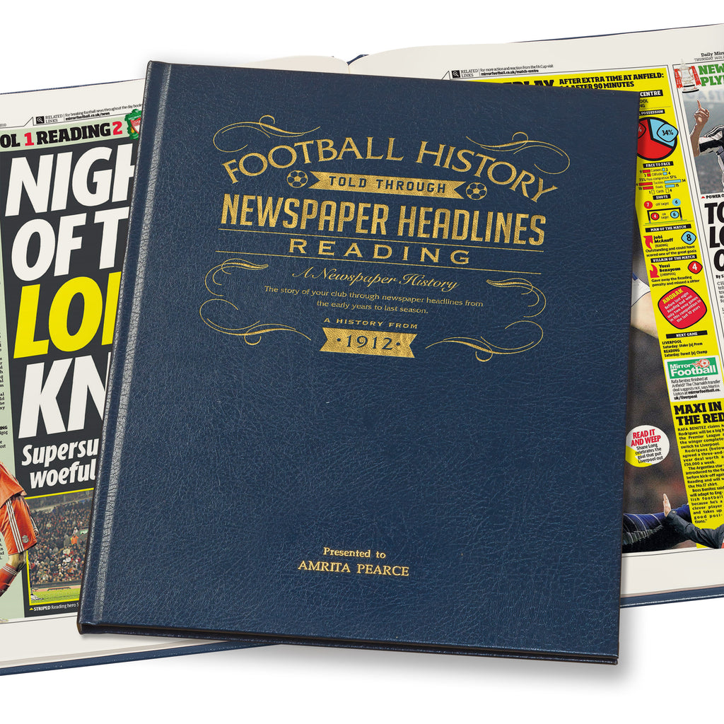 Reading Newspaper Book - Leather Blue Cover