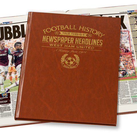 West Ham Newspaper Book - Brown Leatherette (Colour Pages)