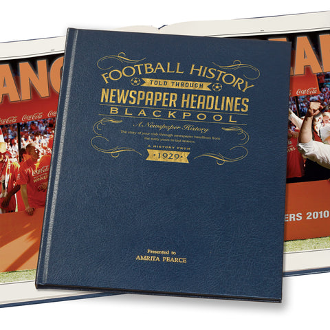 Blackpool Football Newspaper Book - Leather Blue Cover