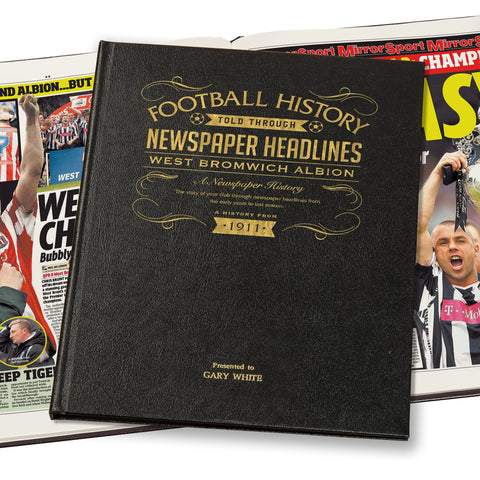 West Bromwich Albion Newspaper Book - Leather Black Cover