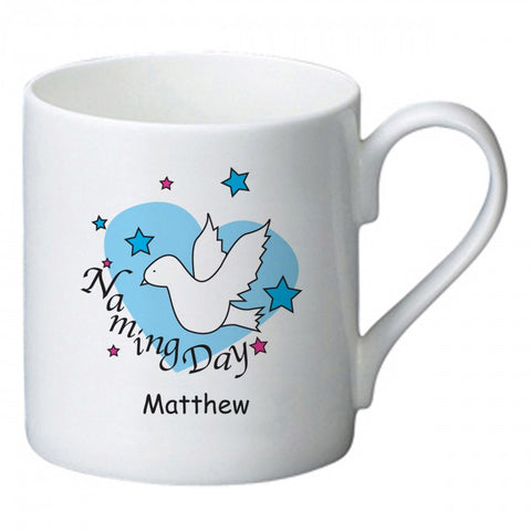 Dove & Hearts Blue Naming Day Bone China Mug