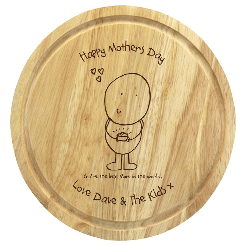 Chilli & Bubble's Mother's Day round chopping board