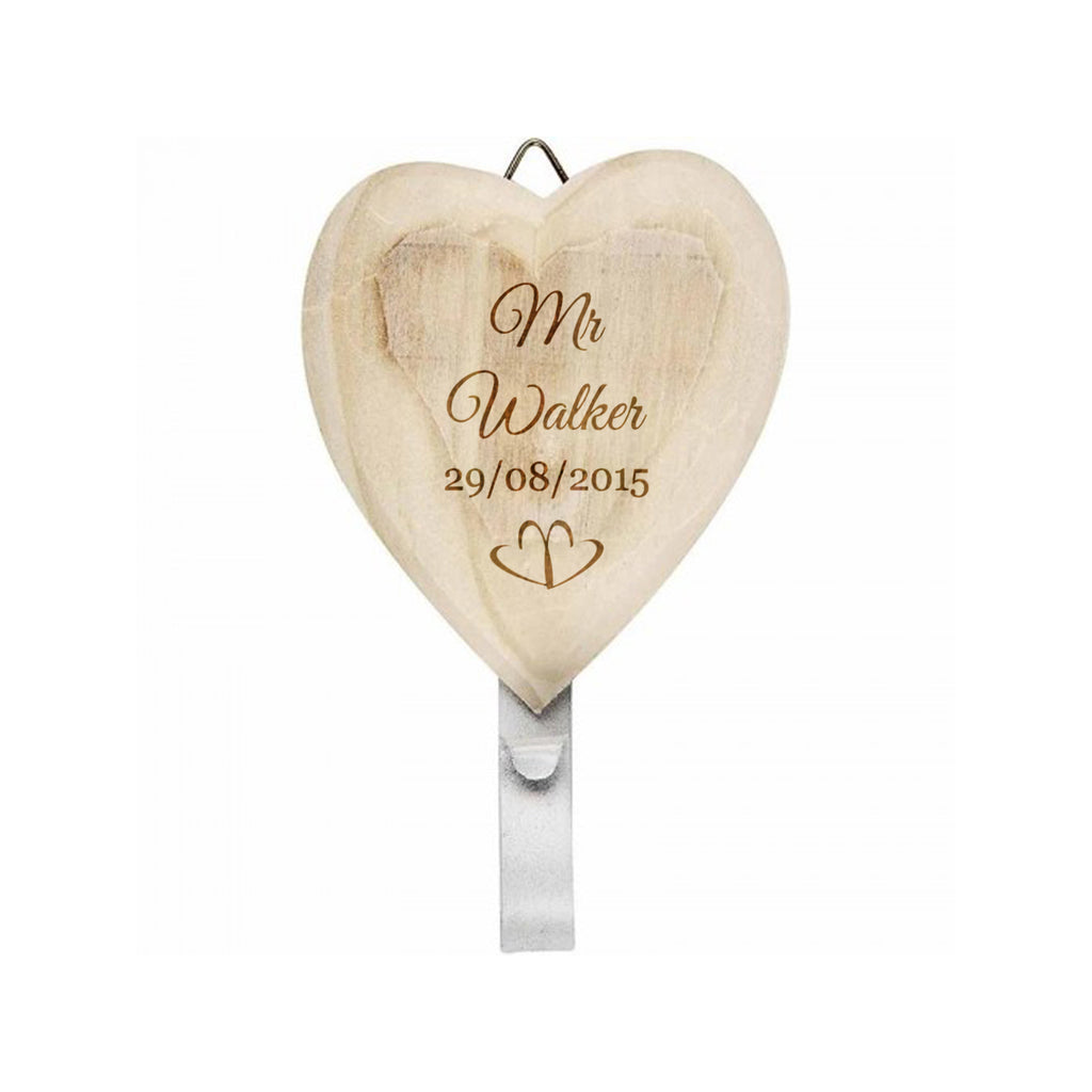 His & Hers Wooden Heart Coat Hooks