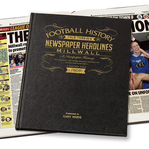 Millwall Newspaper Book - Leather Black Cover