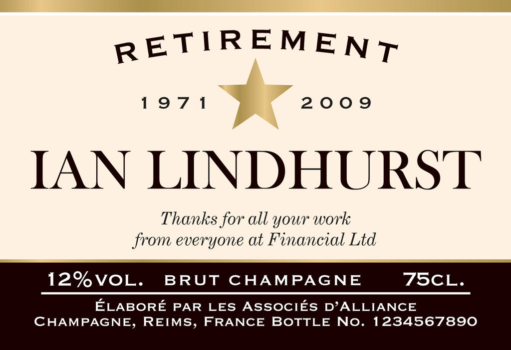 Star Retirement Labels for Champagne