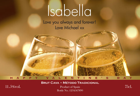 Valentine's Flutes Labels for Cava (Pack of 12)