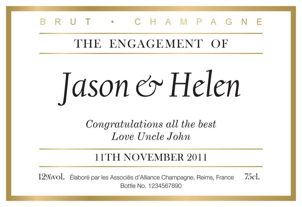 Engagement Celebration Labels for Champagne (Pack of 12)