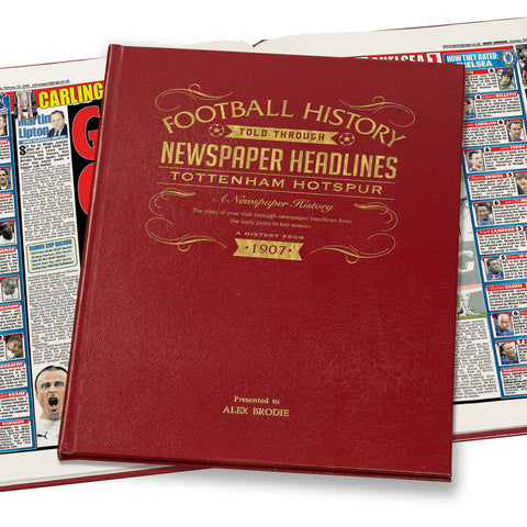 Tottenham Hotspur Newspaper Book - Leather Red Cover