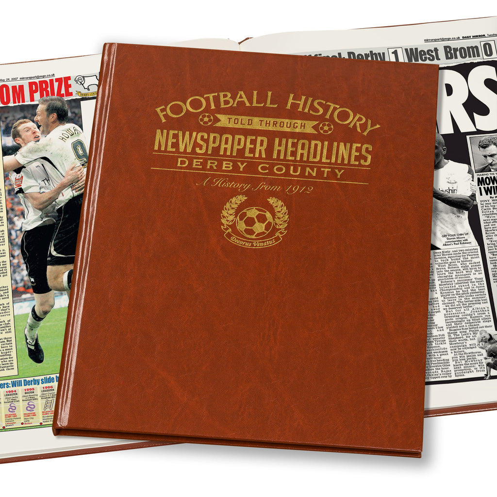 Derby County Football Newspaper Book - Brown Leatherette (Colour Pages)