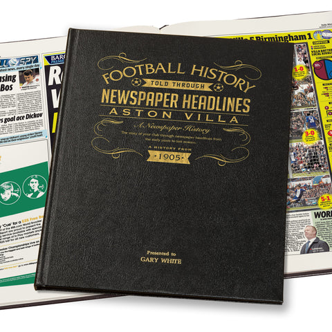 Aston Villa Football Newspaper Book Leather Black Cover