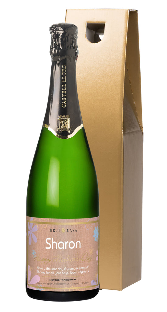Mother's Day Flowers Cava in a Gold Gift Box
