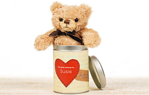 Personalised Any Occasion Heart Teddy in a Tin