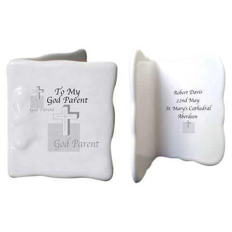 Godparent Cross Bone China Message Card