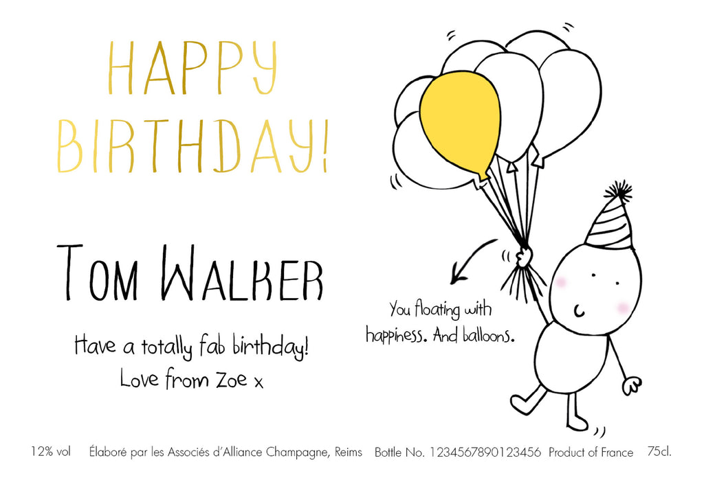 Chilli & Bubble’s Birthday Labels for Champagne (Pack of 2)