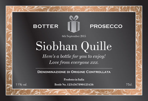 Classic Black Labels for Prosecco (Pack of 12)