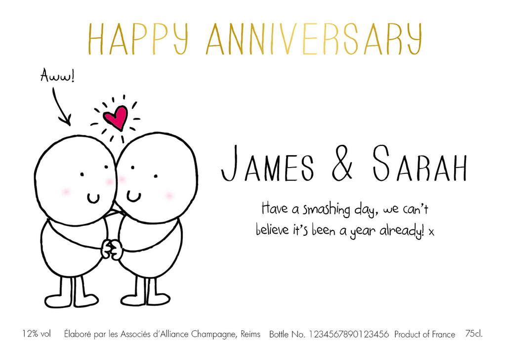 Chilli & Bubble’s Anniversary Labels for Champagne (Pack of 2)