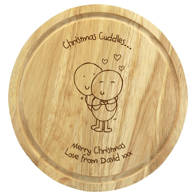 Chilli & Bubble's Christmas Cuddles round chopping board
