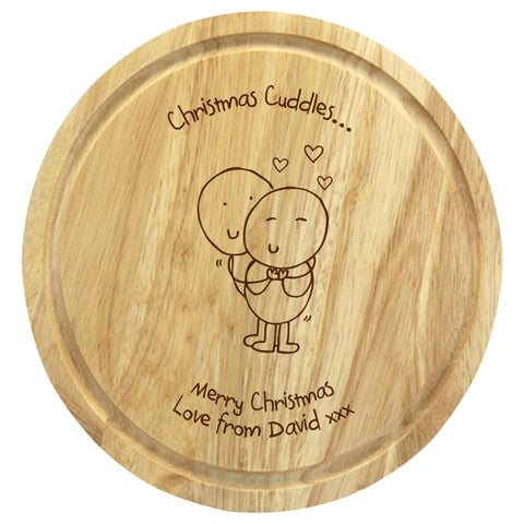 Chilli & Bubble's Christmas Cuddles round chopping board
