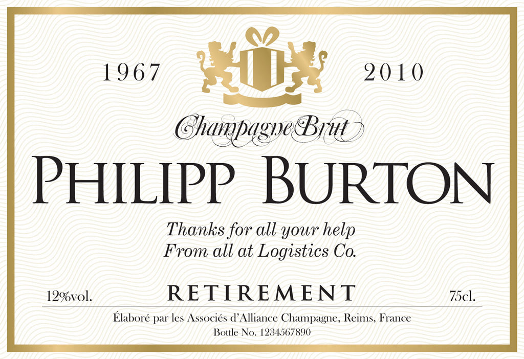 Gold Retirement Labels for Champagne