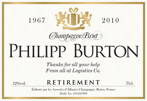 Gold Retirement Labels for Champagne (Pack of 12)