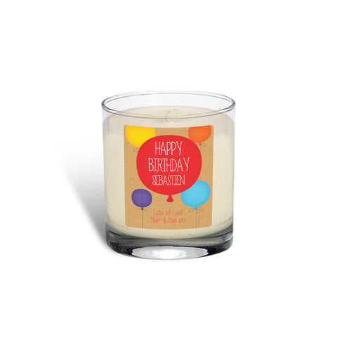 Personalised Happy Birthday Vanilla Scented Glass Candle for Him