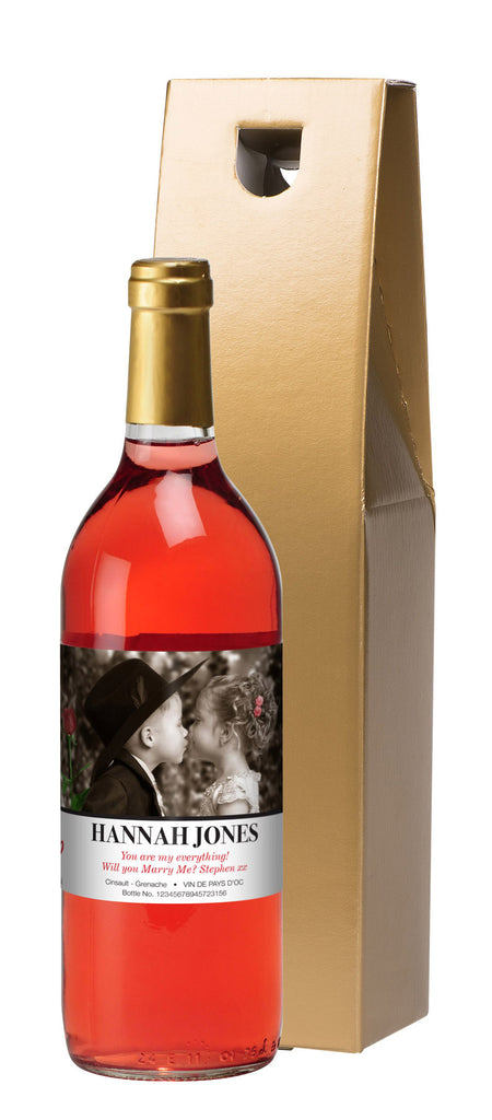 French AC The Valentine Kiss Rosé Wine in a Gold Box