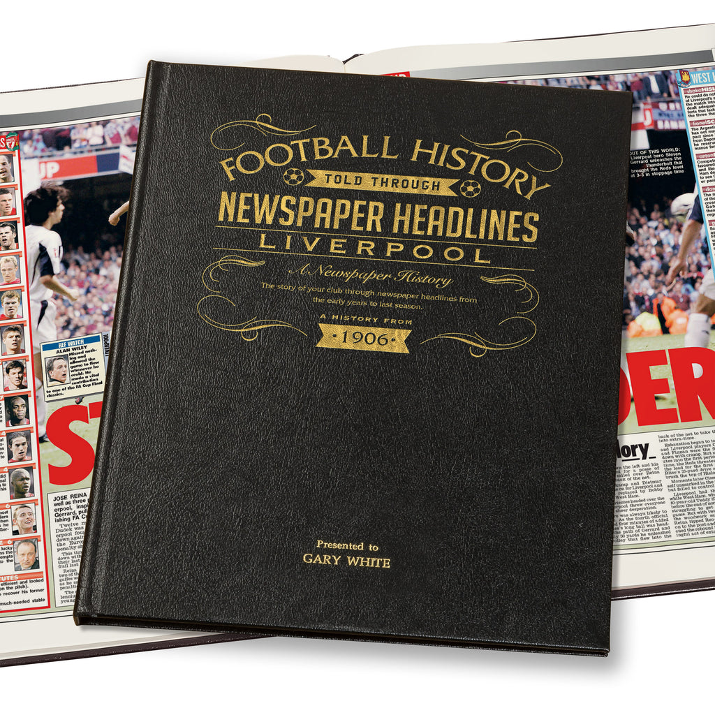 Liverpool Newspaper Book - Leather Black Cover