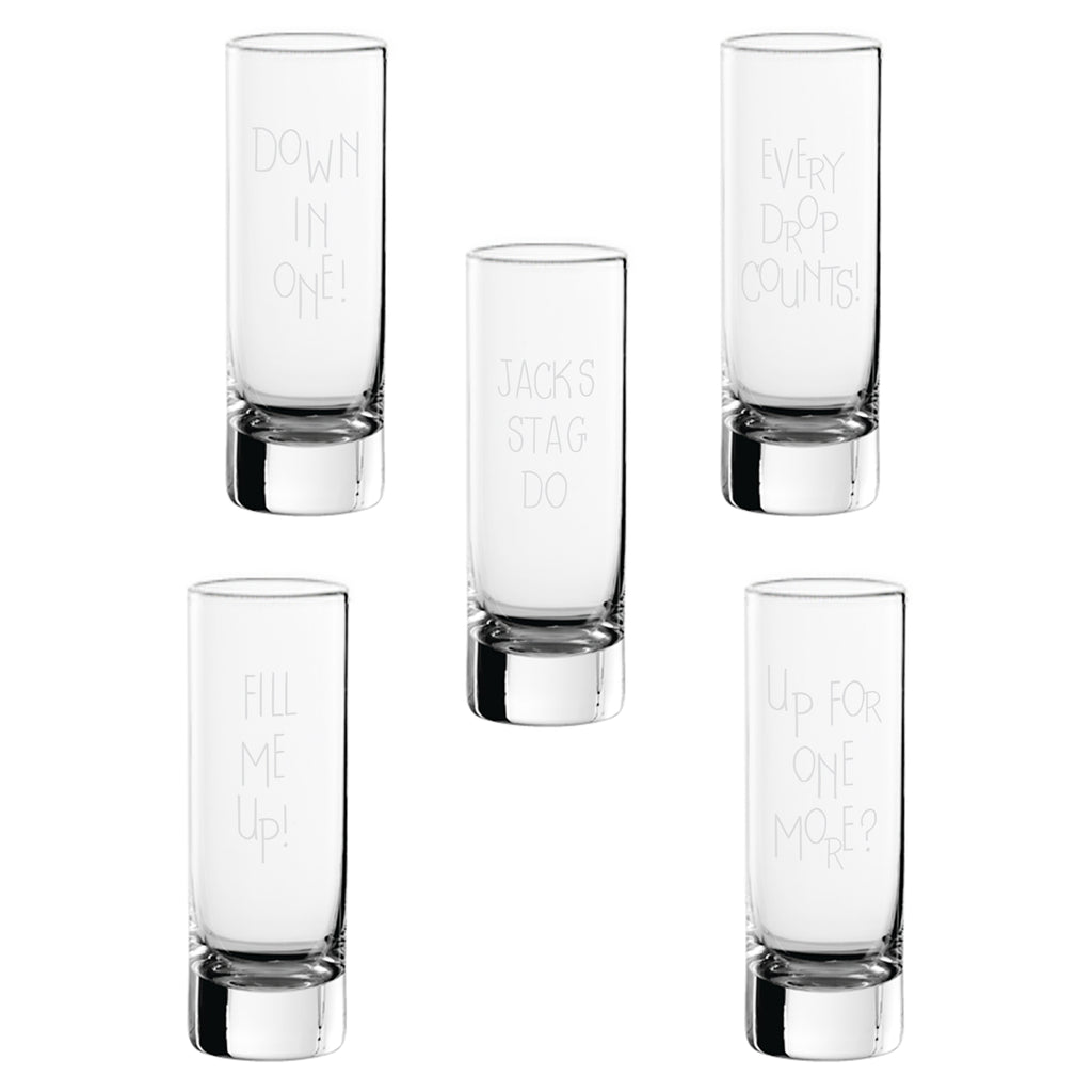 Set of 5 Engraved Shot Glasses