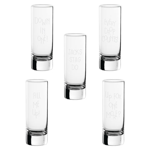 Set of 5 Engraved Shot Glasses