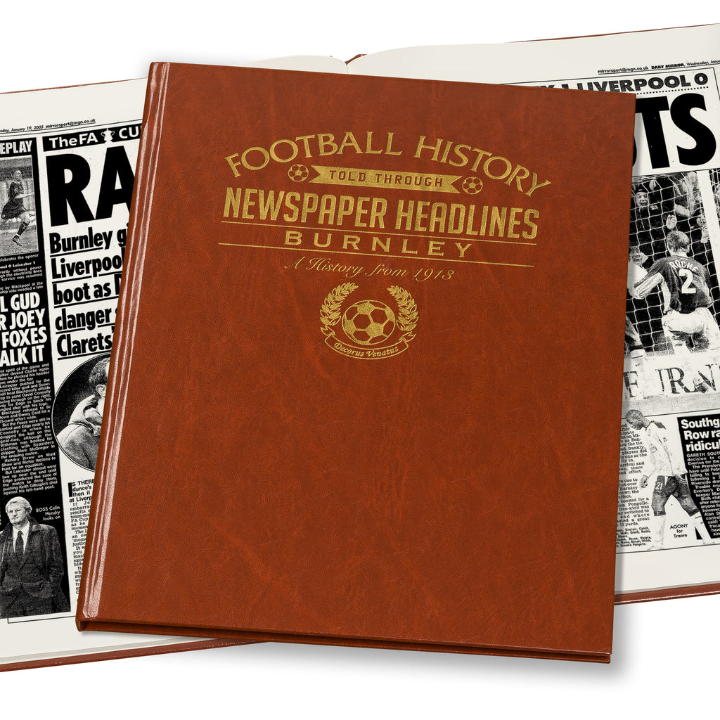 Burnley Football Newspaper Book - Brown Leatherette