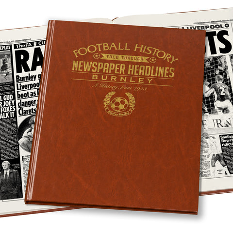 Burnley Football Newspaper Book - Brown Leatherette