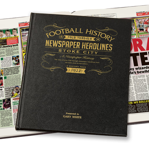 Stoke City Newspaper Book - Leather Black Cover