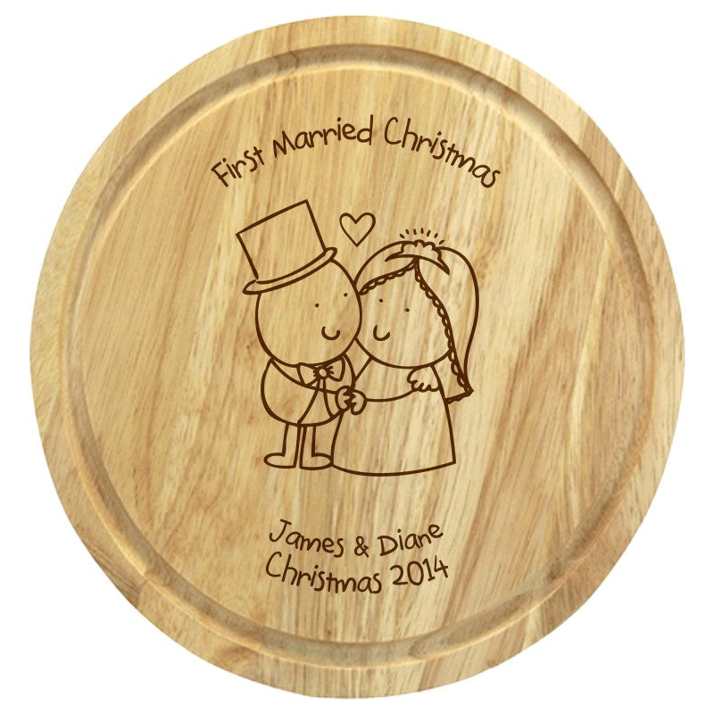 Chilli & Bubble's Married Christmas round chopping board