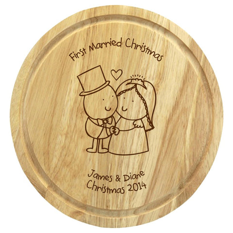 Chilli & Bubble's Married Christmas round chopping board