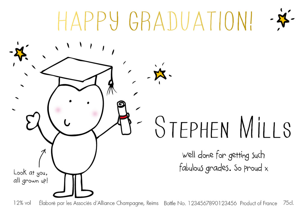 Chilli & Bubble’s Graduation Labels for Champagne (Pack of 12)