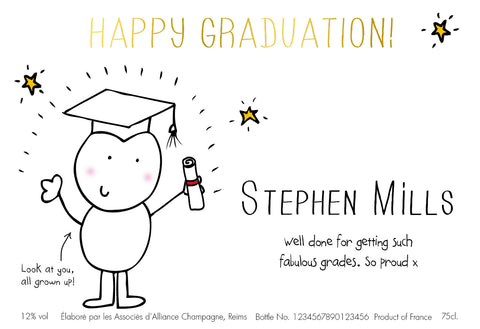 Chilli & Bubble’s Graduation Labels for Champagne (Pack of 12)