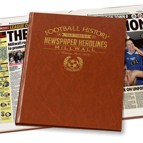 Millwall Newspaper Book - Brown Leatherette (Colour Pages)