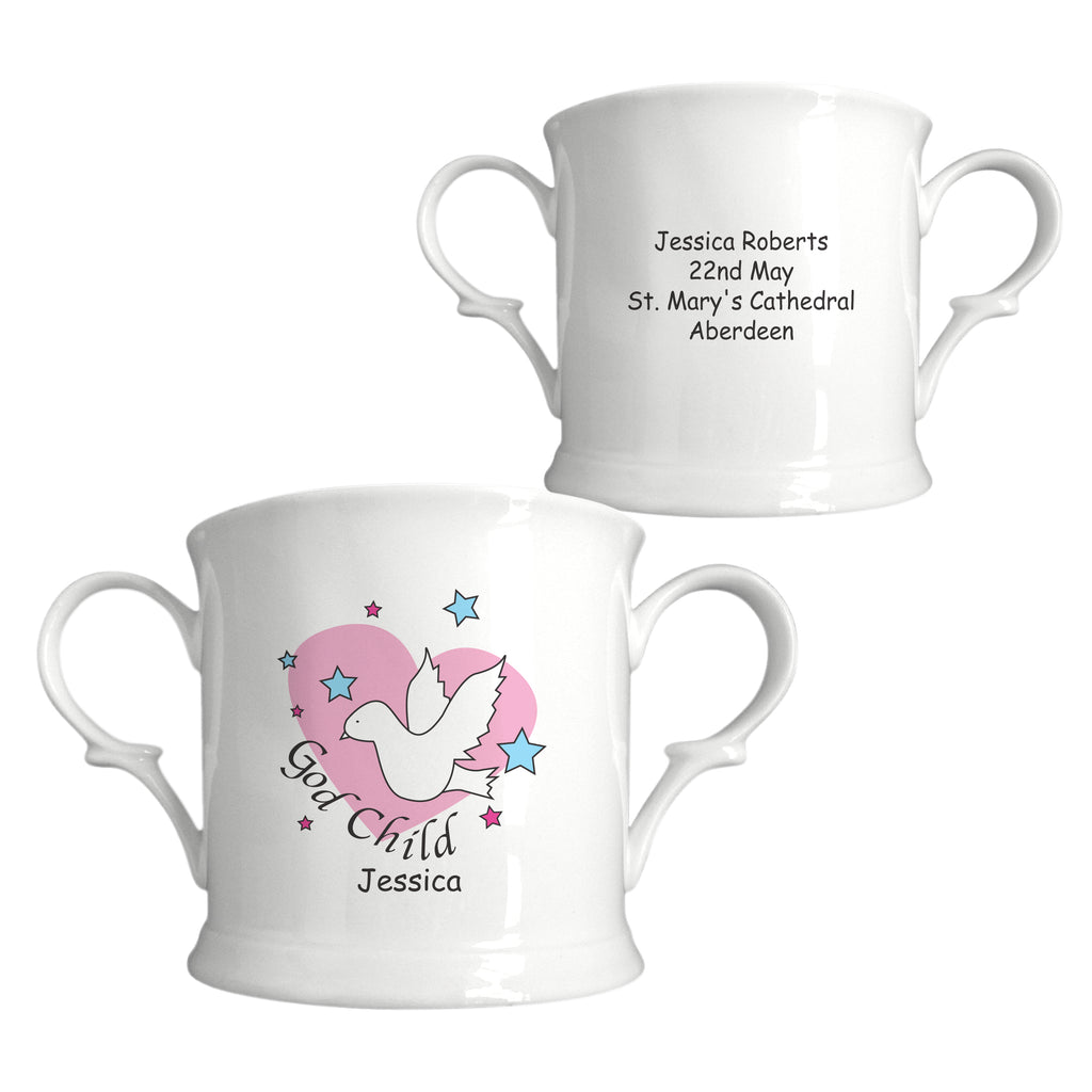 Dove & Hearts Pink Godchild Bone China Loving Cup