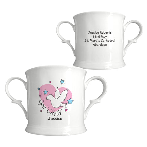 Dove & Hearts Pink Godchild Bone China Loving Cup