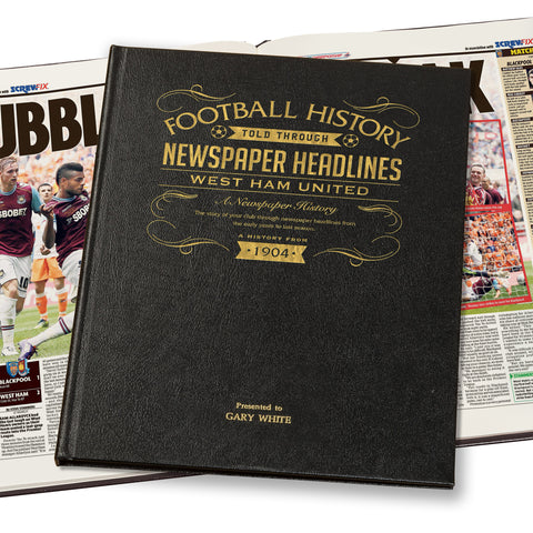 West Ham Newspaper Book - Leather Black Cover