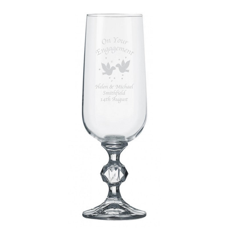 Engagement Hearts/Doves Claudia Crystal Flute
