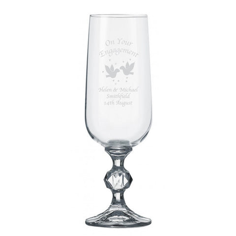 Engagement Hearts/Doves Claudia Crystal Flute