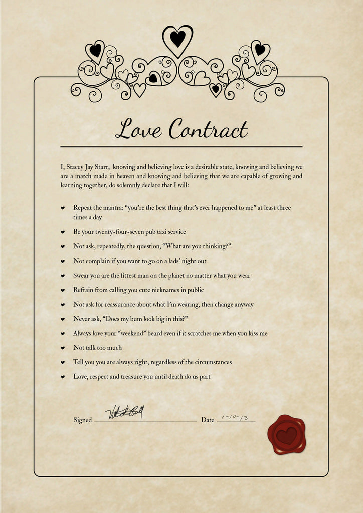 Love Contract from a woman Un-Framed