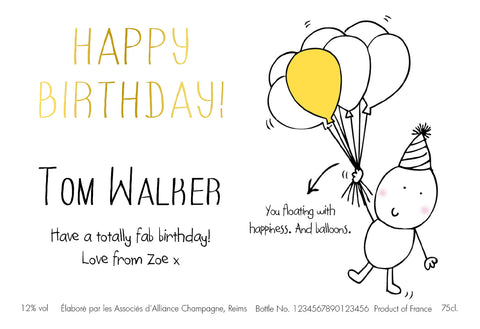 Chilli & Bubble’s Birthday Labels for Champagne