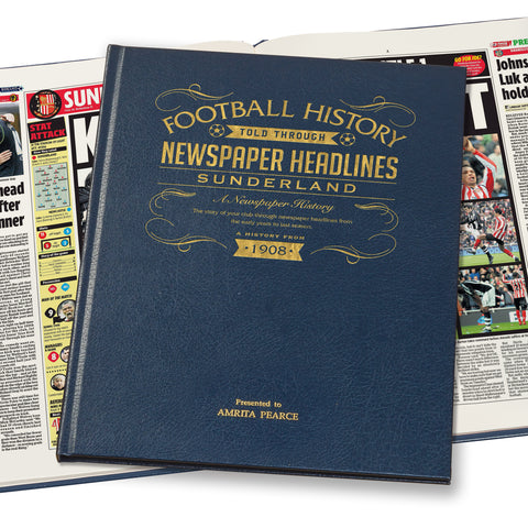 Swansea City Newspaper Book - Leather Blue Cover