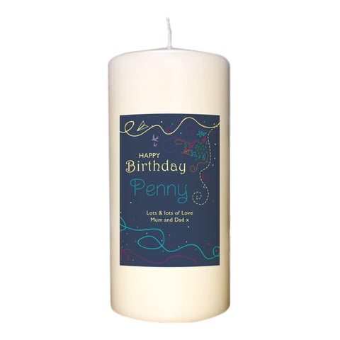 Personalised Happy Birthday Ivory Candle for Her