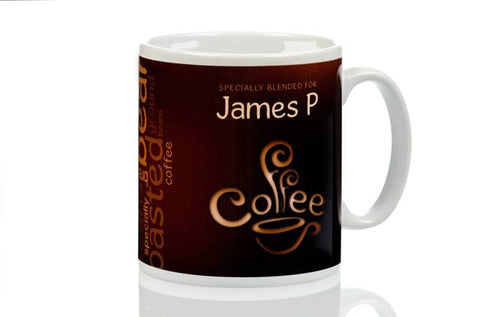 Personalised Coffee Lovers Mug Coffee Bean Design