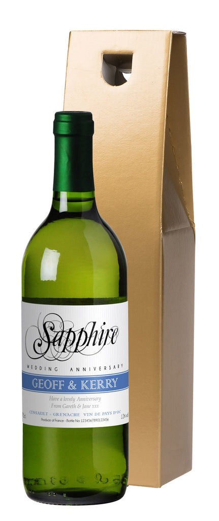 French AC Sapphire Anniversary White Wine in a Gold Box